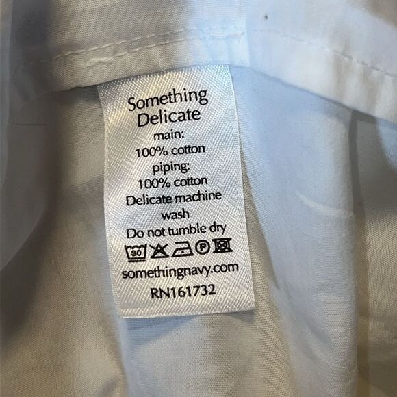 SOMETHING NAVY White Smocked Puff Sleeve Cotton Midi Dress-S NWT! - Picture 8 of 8